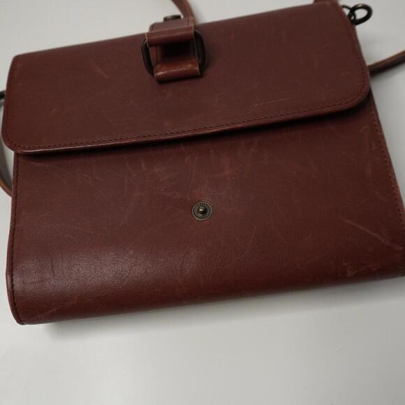 Vintage Eddie Bauer Cognac Brown Leather Crossbody Bag Organizer Classic Boho - Picture 8 of 9